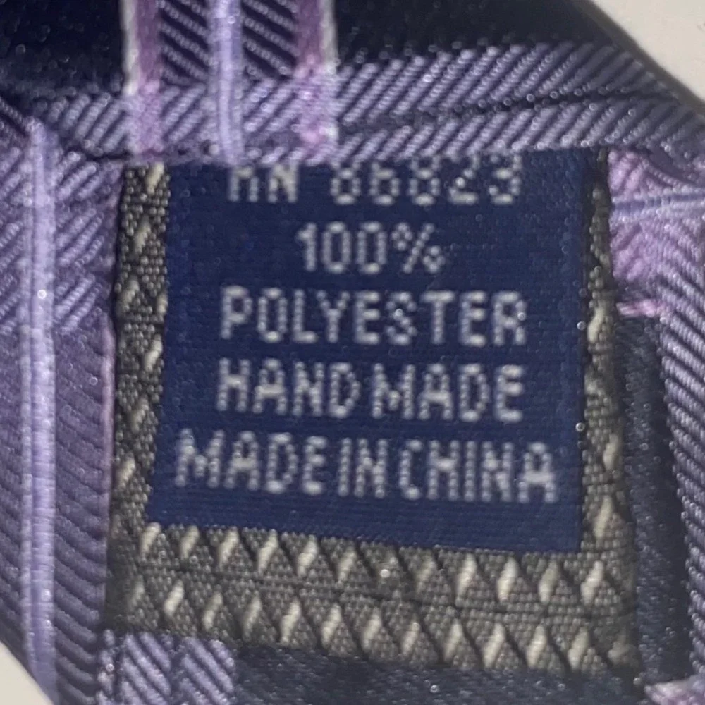 Croft & Barrow Mens Purple‎ Black Diagonal Plaid Check Handmade Polyester Tie